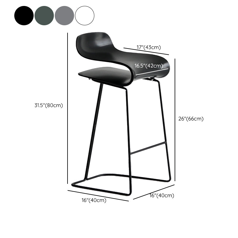 Armless Metal Indoor Bar Stool Scandinavian Plastic Stool with Footrest