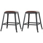 Industrial Armless Counter Stool Iron Bar Stool with Leather Cushion and Footrest