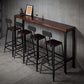 Industrial Armless Counter Stool Iron Bar Stool with Leather Cushion and Footrest