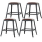 Industrial Armless Counter Stool Iron Bar Stool with Leather Cushion and Footrest