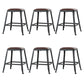 Industrial Armless Counter Stool Iron Bar Stool with Leather Cushion and Footrest