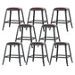 Industrial Armless Counter Stool Iron Bar Stool with Leather Cushion and Footrest