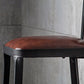 Industrial Armless Counter Stool Iron Bar Stool with Leather Cushion and Footrest