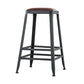 Industrial Armless Counter Stool Iron Bar Stool with Leather Cushion and Footrest