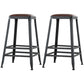 Industrial Armless Counter Stool Iron Bar Stool with Leather Cushion and Footrest