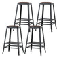 Industrial Armless Counter Stool Iron Bar Stool with Leather Cushion and Footrest