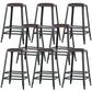 Industrial Armless Counter Stool Iron Bar Stool with Leather Cushion and Footrest