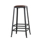 Industrial Armless Counter Stool Iron Bar Stool with Leather Cushion and Footrest