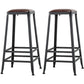 Industrial Armless Counter Stool Iron Bar Stool with Leather Cushion and Footrest