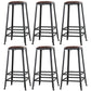 Industrial Armless Counter Stool Iron Bar Stool with Leather Cushion and Footrest