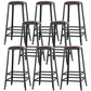 Industrial Armless Counter Stool Iron Bar Stool with Leather Cushion and Footrest