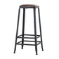 Industrial Armless Counter Stool Iron Bar Stool with Leather Cushion and Footrest