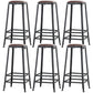 Industrial Armless Counter Stool Iron Bar Stool with Leather Cushion and Footrest