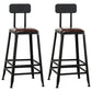 Industrial Armless Counter Stool Iron Bar Stool with Leather Cushion and Footrest