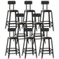 Industrial Armless Counter Stool Iron Bar Stool with Leather Cushion and Footrest
