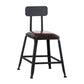 Industrial Armless Counter Stool Iron Bar Stool with Leather Cushion and Footrest