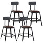 Industrial Armless Counter Stool Iron Bar Stool with Leather Cushion and Footrest