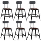 Industrial Armless Counter Stool Iron Bar Stool with Leather Cushion and Footrest