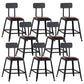 Industrial Armless Counter Stool Iron Bar Stool with Leather Cushion and Footrest