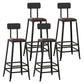 Industrial Armless Counter Stool Iron Bar Stool with Leather Cushion and Footrest