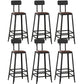 Industrial Armless Counter Stool Iron Bar Stool with Leather Cushion and Footrest