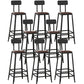 Industrial Armless Counter Stool Iron Bar Stool with Leather Cushion and Footrest