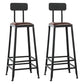Industrial Armless Counter Stool Iron Bar Stool with Leather Cushion and Footrest