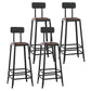 Industrial Armless Counter Stool Iron Bar Stool with Leather Cushion and Footrest