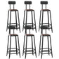 Industrial Armless Counter Stool Iron Bar Stool with Leather Cushion and Footrest