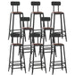 Industrial Armless Counter Stool Iron Bar Stool with Leather Cushion and Footrest