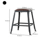 Industrial Armless Counter Stool Iron Bar Stool with Leather Cushion and Footrest