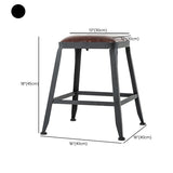 Industrial Armless Counter Stool Iron Bar Stool with Leather Cushion and Footrest