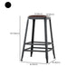 Industrial Armless Counter Stool Iron Bar Stool with Leather Cushion and Footrest