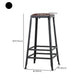 Industrial Armless Counter Stool Iron Bar Stool with Leather Cushion and Footrest