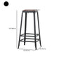 Industrial Armless Counter Stool Iron Bar Stool with Leather Cushion and Footrest