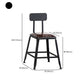 Industrial Armless Counter Stool Iron Bar Stool with Leather Cushion and Footrest
