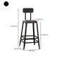 Industrial Armless Counter Stool Iron Bar Stool with Leather Cushion and Footrest