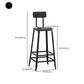 Industrial Armless Counter Stool Iron Bar Stool with Leather Cushion and Footrest