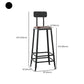 Industrial Armless Counter Stool Iron Bar Stool with Leather Cushion and Footrest