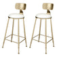 Glam Footrest Indoor Counter Stool Leather Round Dining Stool with Gold Base