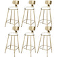 Glam Footrest Indoor Counter Stool Leather Round Dining Stool with Gold Base