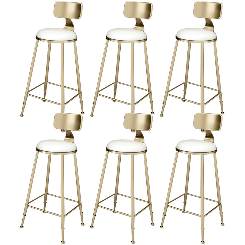 Glam Footrest Indoor Counter Stool Leather Round Dining Stool with Gold Base