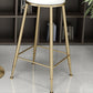 Glam Footrest Indoor Counter Stool Leather Round Dining Stool with Gold Base