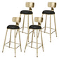 Glam Footrest Indoor Counter Stool Leather Round Dining Stool with Gold Base