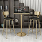 Glam Footrest Indoor Counter Stool Leather Round Dining Stool with Gold Base