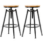 Black Metal Adjustable Height Bar Stool Solid Wood Armless Bar Stool