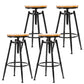 Black Metal Adjustable Height Bar Stool Solid Wood Armless Bar Stool