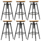 Black Metal Adjustable Height Bar Stool Solid Wood Armless Bar Stool