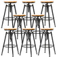 Black Metal Adjustable Height Bar Stool Solid Wood Armless Bar Stool