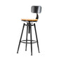 Black Metal Adjustable Height Bar Stool Solid Wood Armless Bar Stool